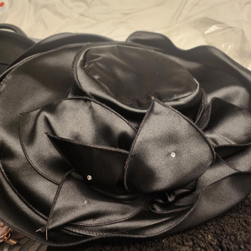 Hat gorgeous black Church hat w/ rhinestone